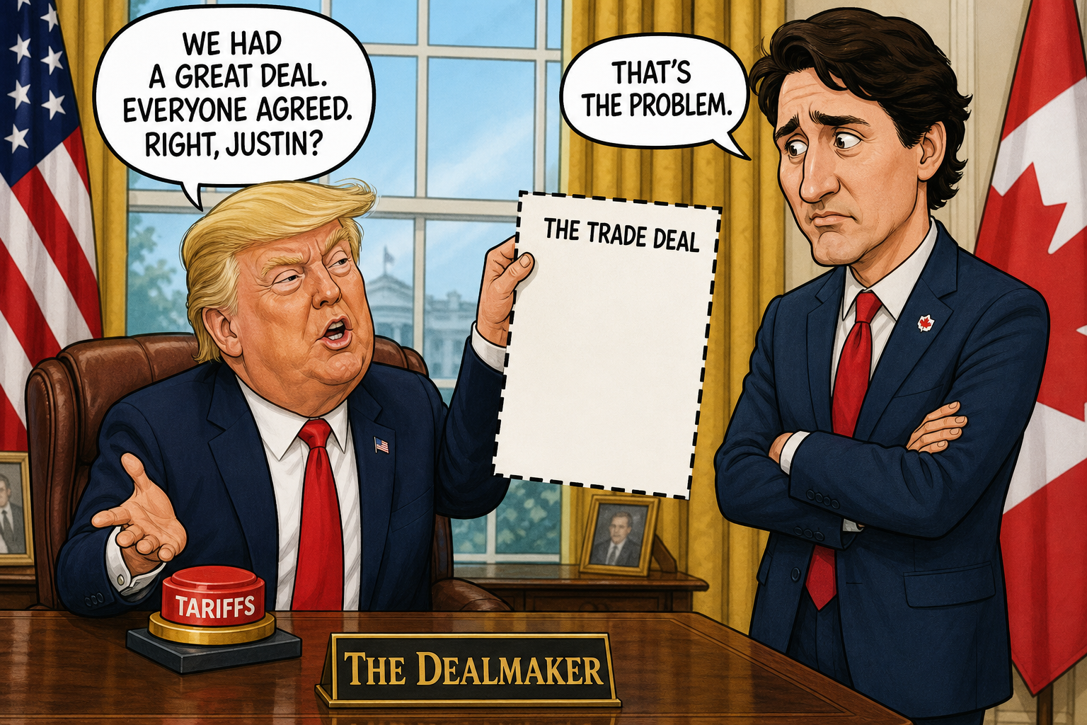 Satirical cartoon for Canada Declines to Finalize Trade Deal That Did Not Exist